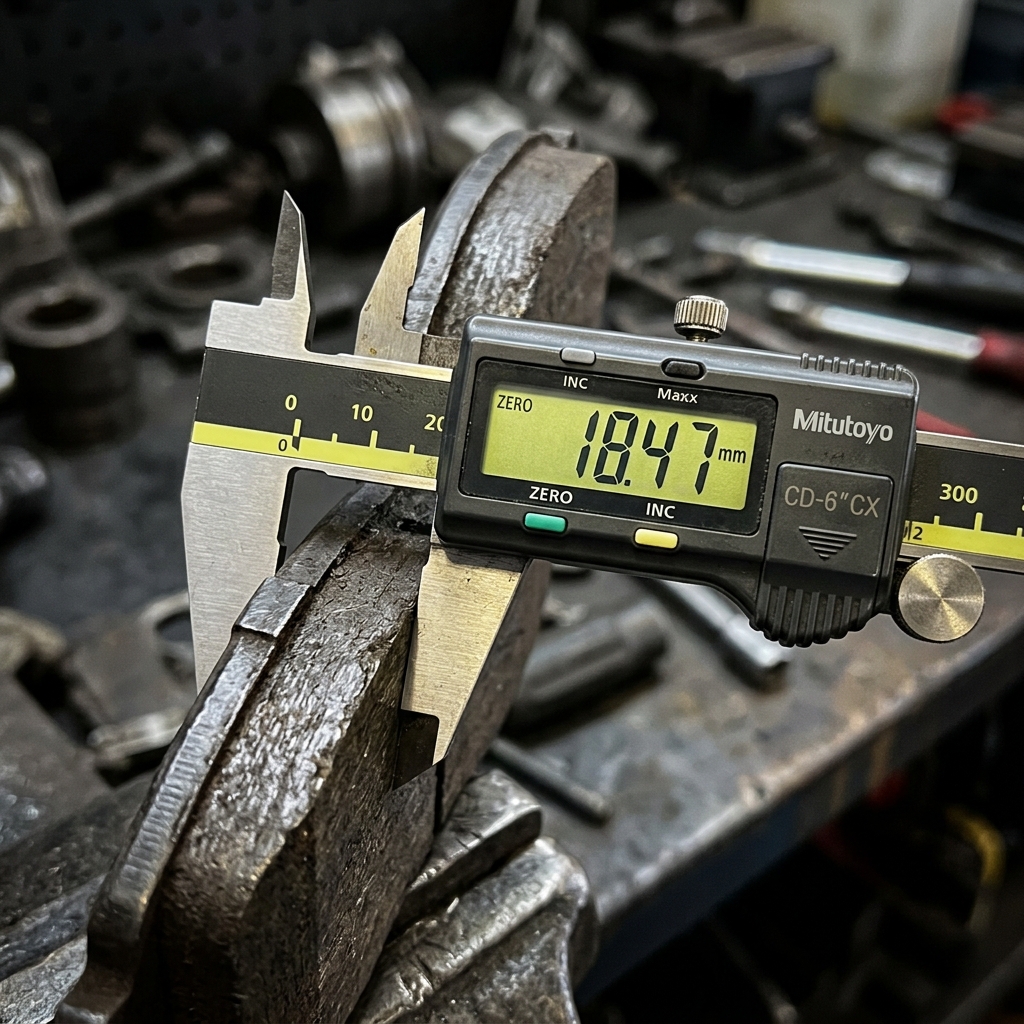 Digital caliper brake pad measurement